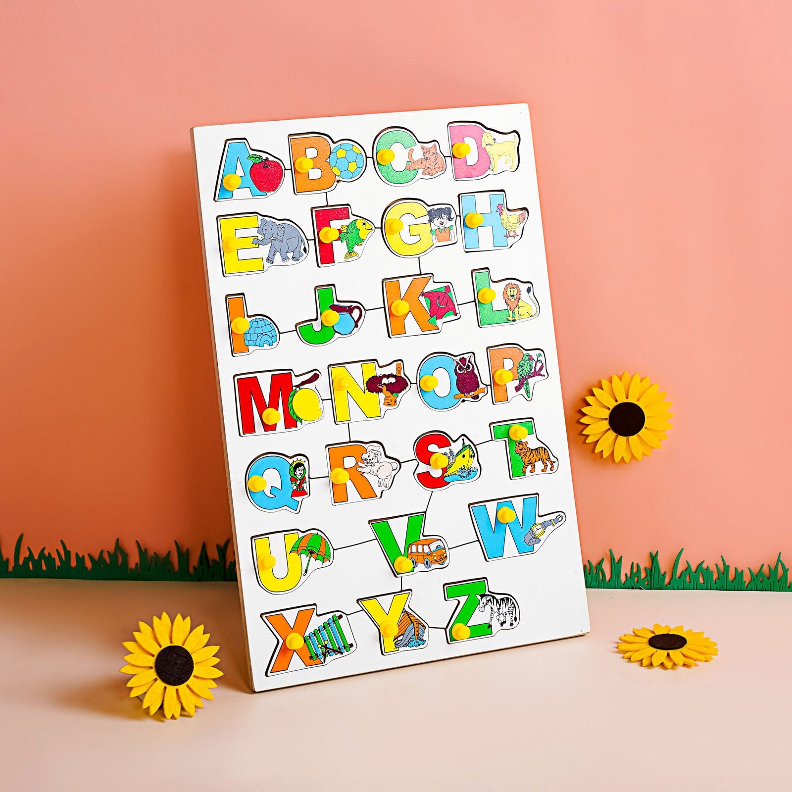 Wooden Picture Educational Board - Hindi Vowels Puzzle & Alphabet-Puzzle  (Combo of 2) - Tinycubs - 