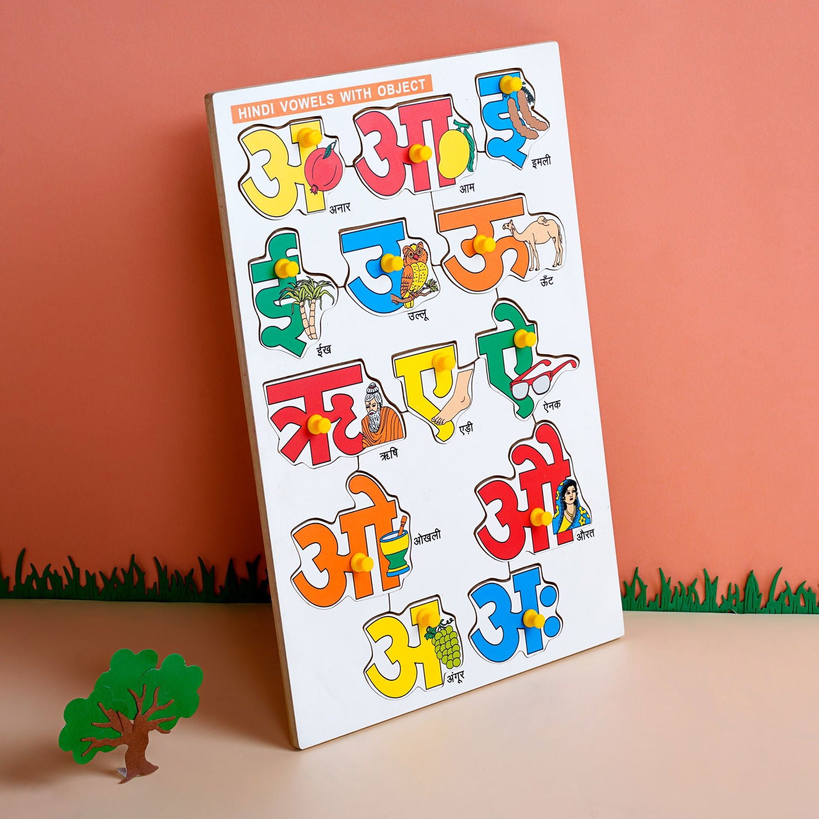 Wooden Picture Educational Board - Hindi Vowels Puzzle & Alphabet-Puzzle  (Combo of 2) - Tinycubs - 