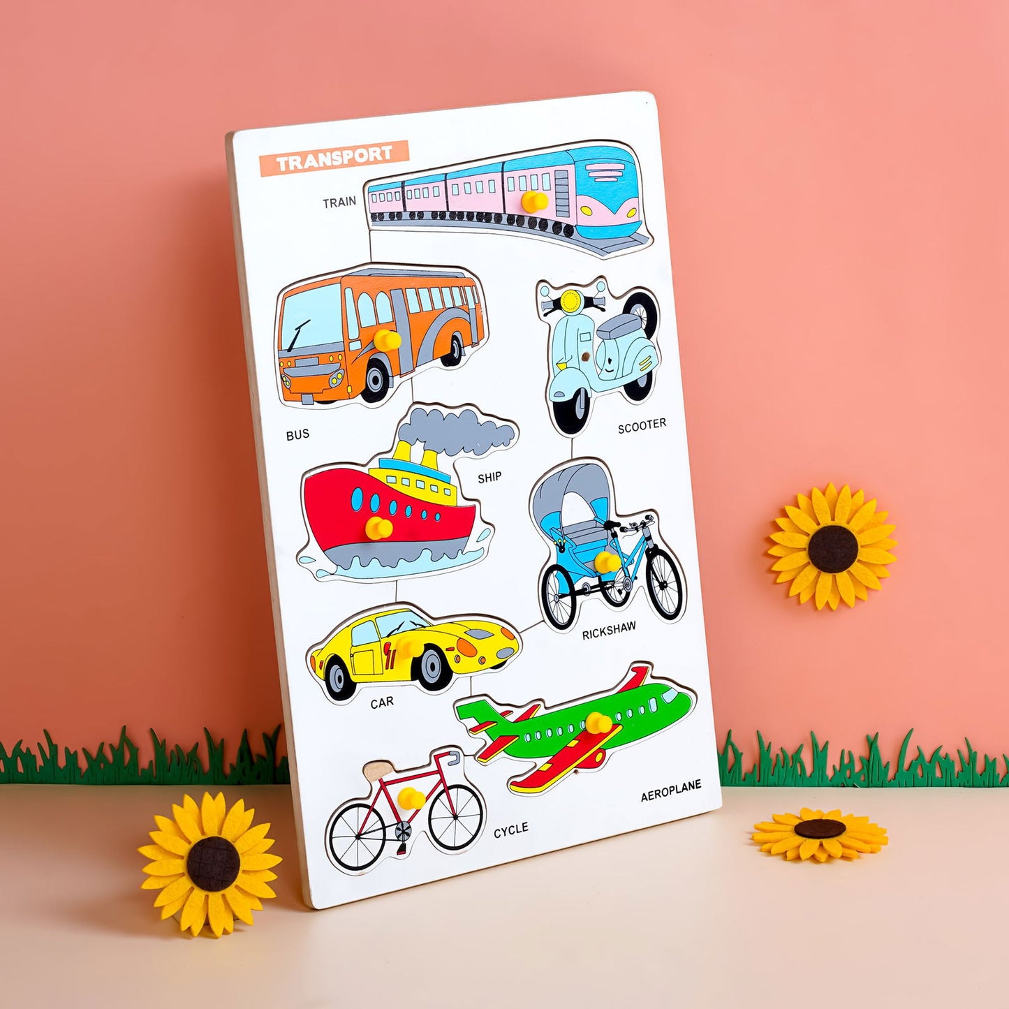 Wooden Picture Educational Board - Transport-Puzzle - Tinycubs - 
