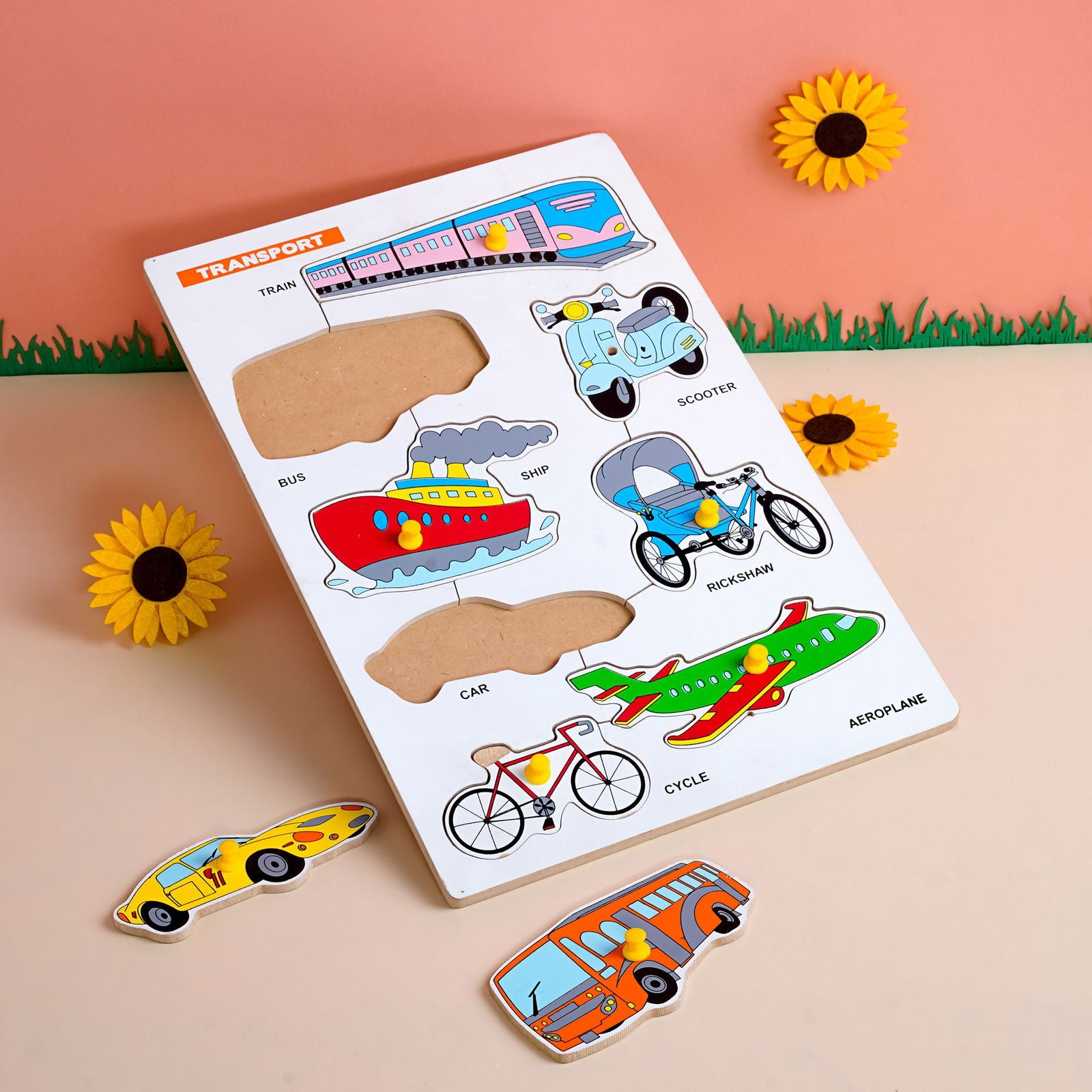 Wooden Picture Educational Board - Transport-Puzzle - Tinycubs - 