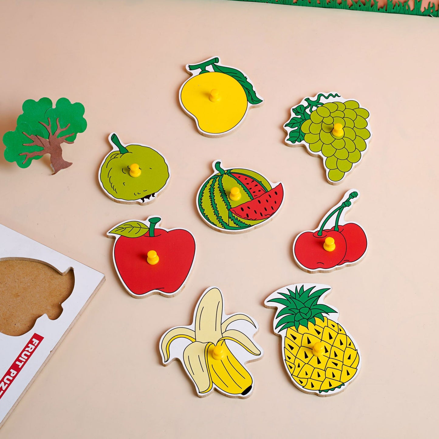 Wooden Picture Educational Board - Vegetable Puzzle + Fruits Puzzle for Kids Combo of 2 - Tinycubs - 