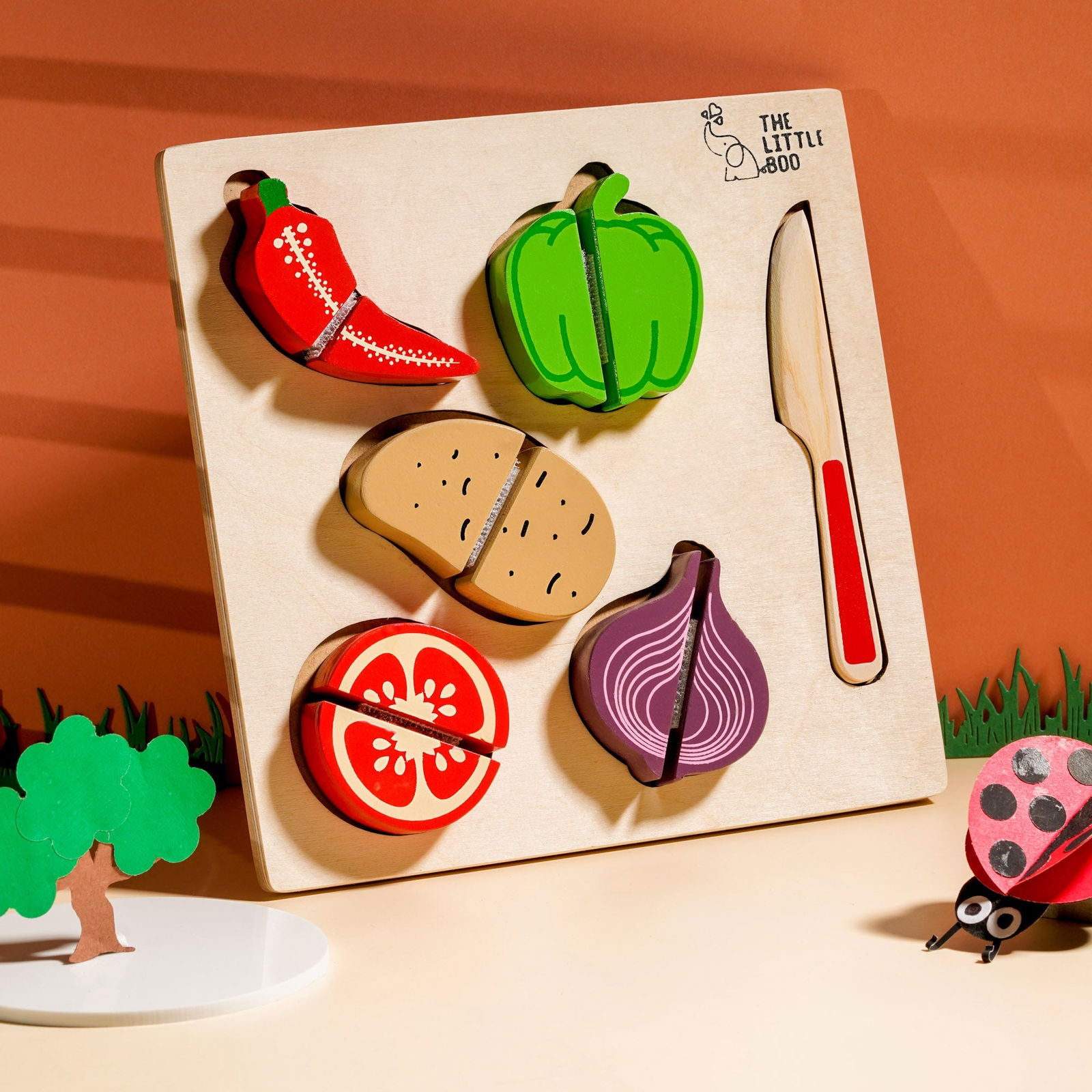 Wooden Raised Cut Vegetable Tray - Tinycubs - 