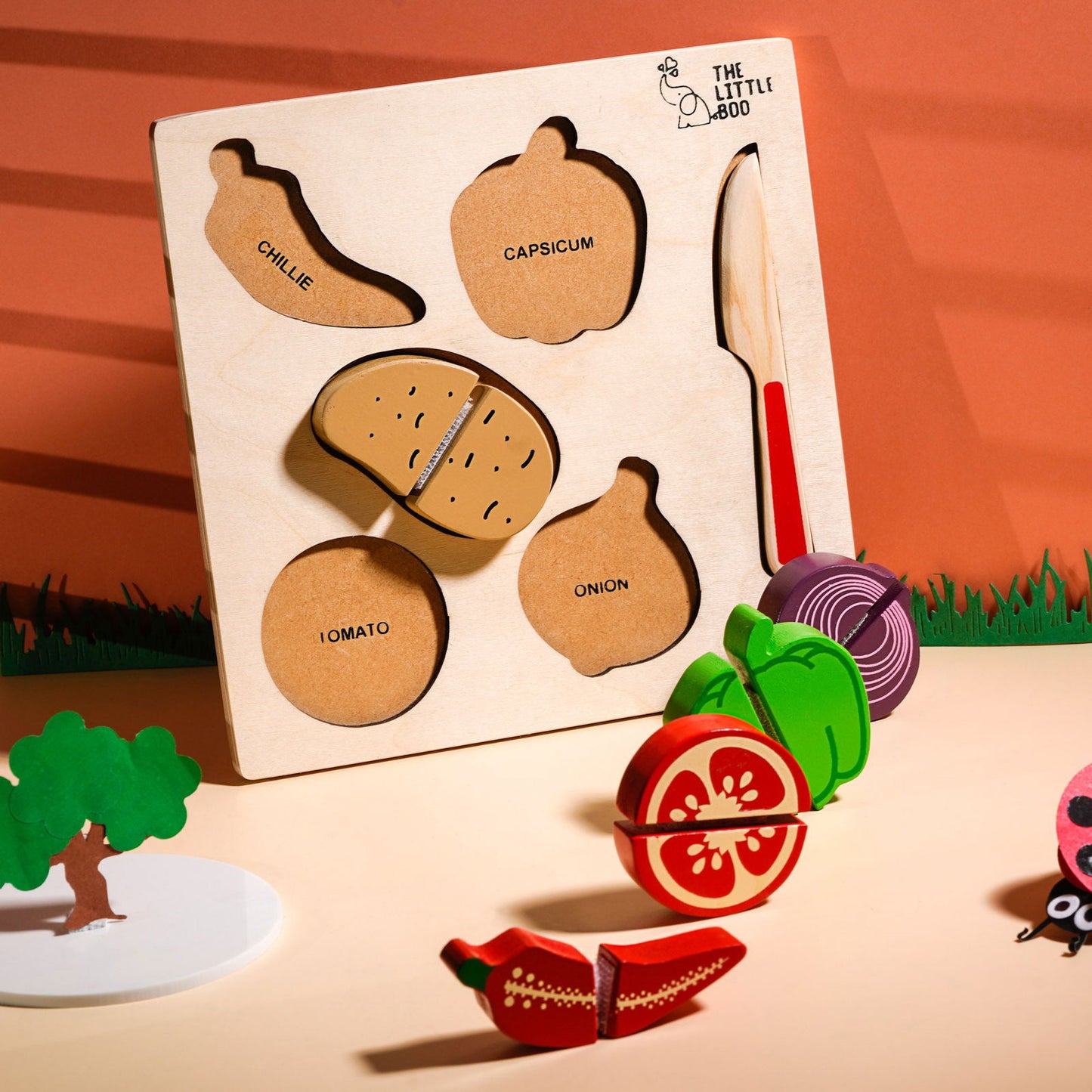 Wooden Raised Cut Vegetable Tray - Tinycubs - 