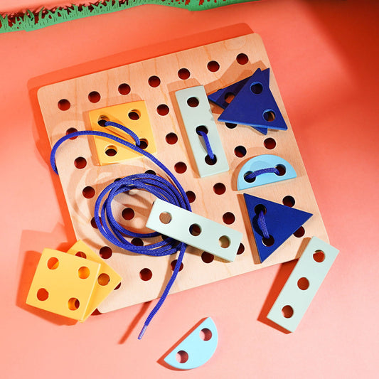 Wooden Shape Lacing Board Activity - Tinycubs - 