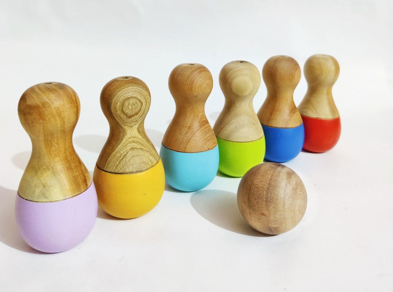 Wooden bowling pin with ball - Tinycubs - 
