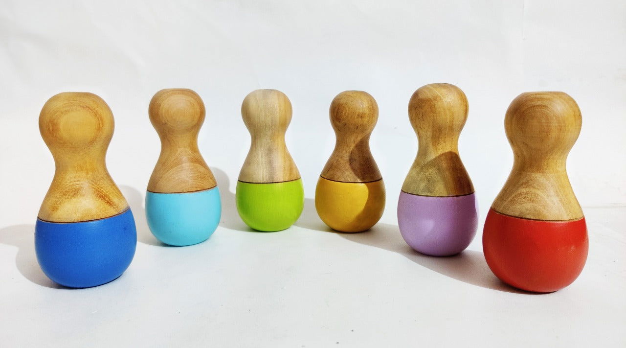 Wooden bowling pin with ball - Tinycubs - 