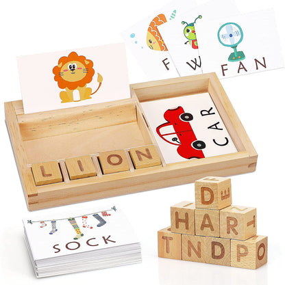 Wooden spelling game with flashcards - Tinycubs - 
