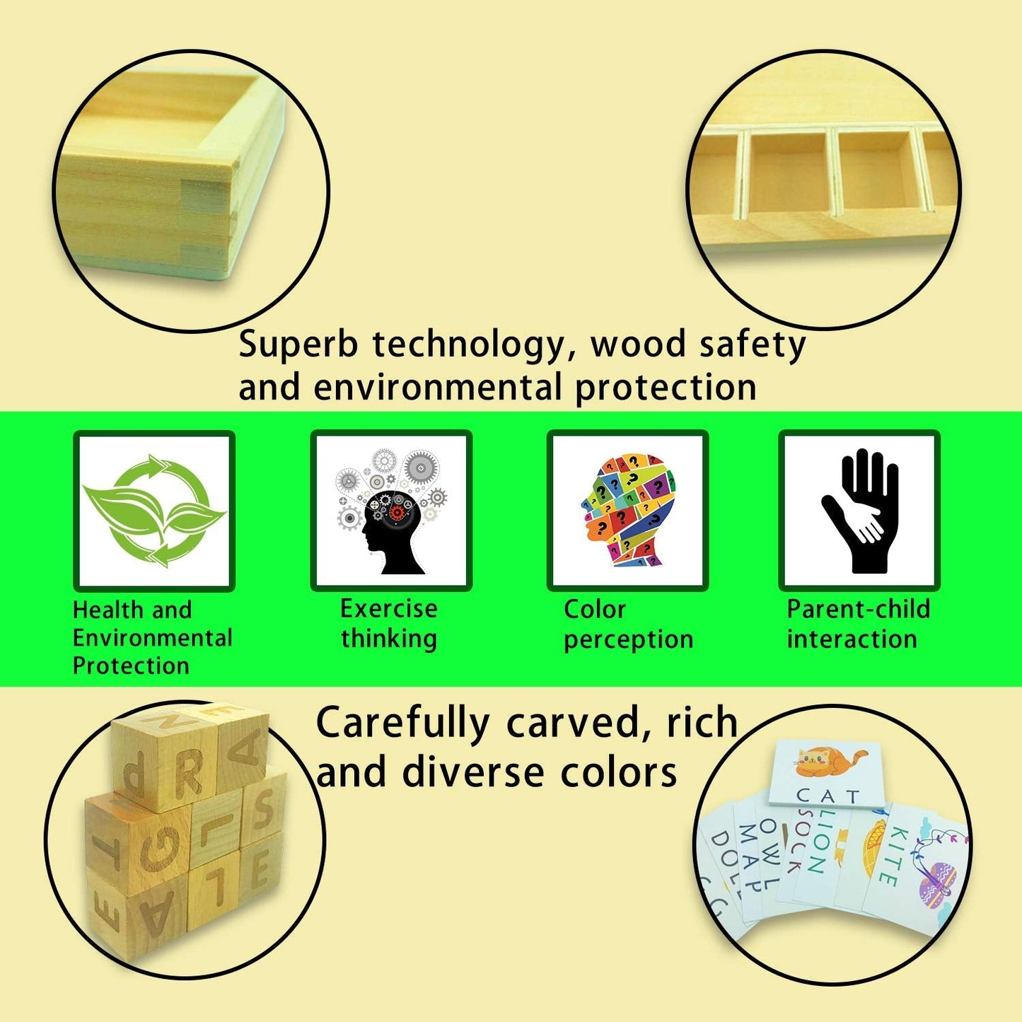 Wooden spelling game with flashcards - Tinycubs - 