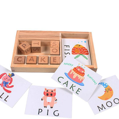 Wooden spelling game with flashcards - Tinycubs - 