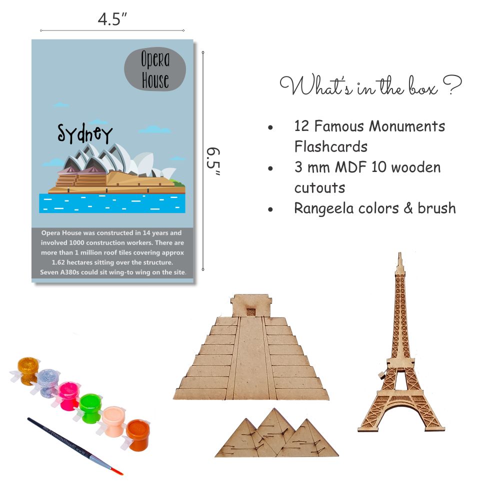 World Monuments flashcards with Activity with Wooden Monuments. - Tinycubs - 