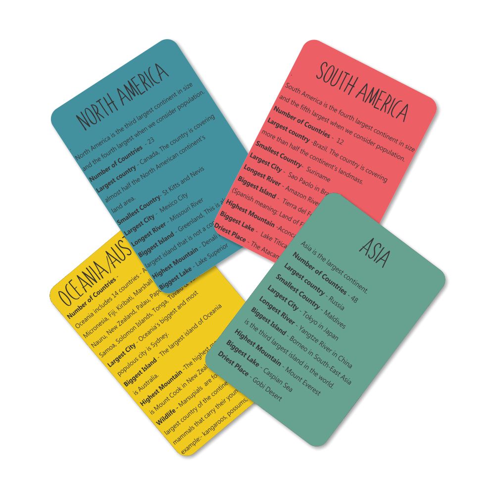 World continents and oceans Flahscards - Tinycubs - 