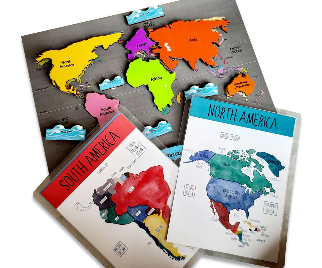 World continents and oceans activity - Tinycubs - 