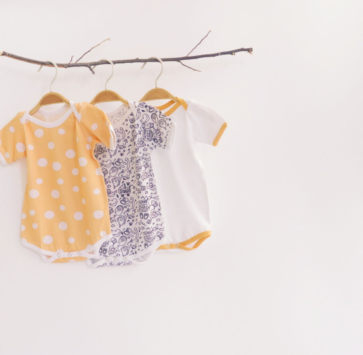 Yellow Love Bodysuits - Set of 3 - Tinycubs - 