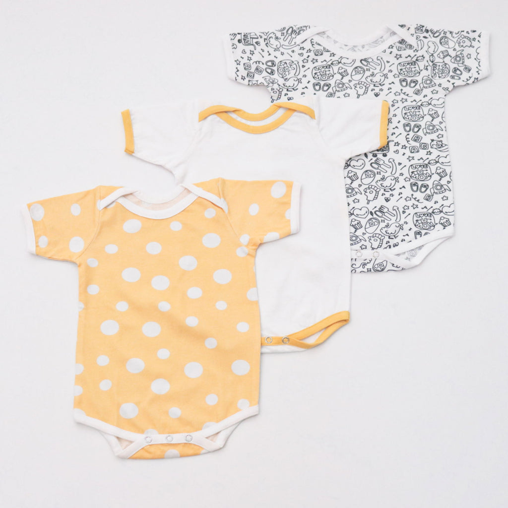 Yellow Love Bodysuits - Set of 3 - Tinycubs - 