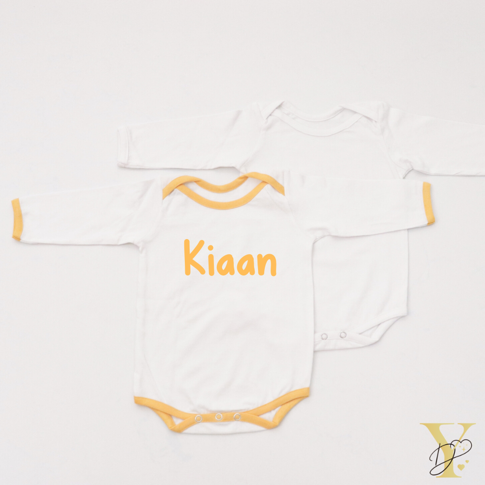 Yellow Love Bodysuits (full sleeves)- Set of 2 - Tinycubs - 