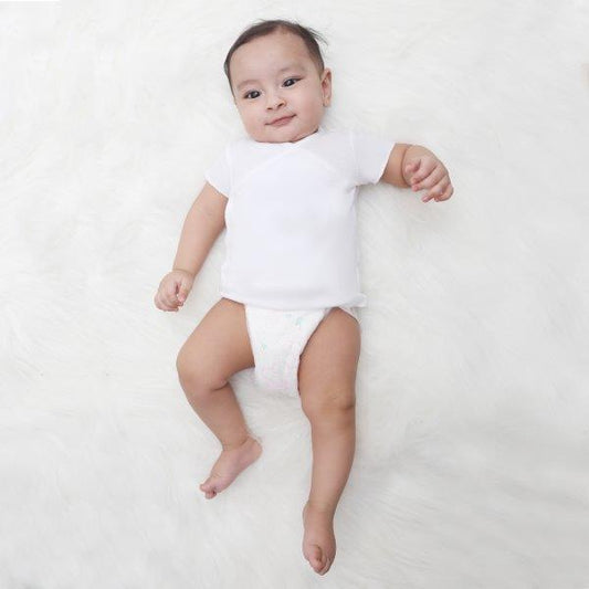 Kaarpas Premium Organic Baby Cotton Front Open Side Snap Half - Short Sleeves T-Shirt - Jhabla, White
